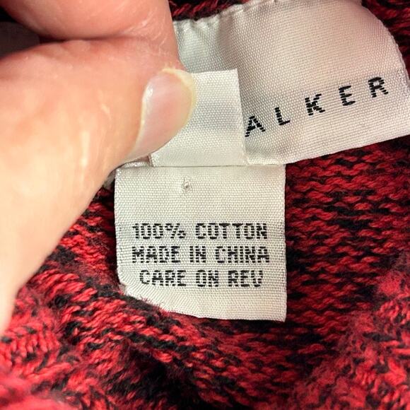 Bryn Walker Red Turtle Neck Oversized Cotton S Sweater Classic Heritage Cabin - Picture 8 of 9